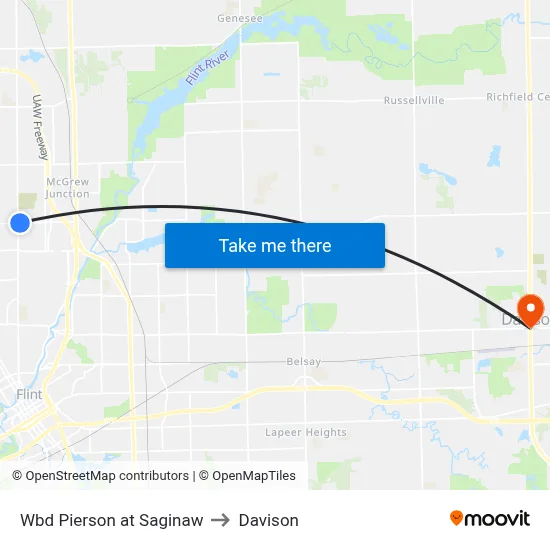 Wbd Pierson at Saginaw to Davison map