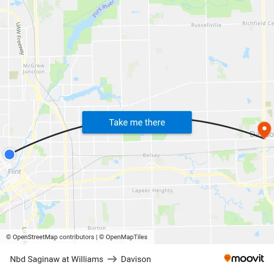 Nbd Saginaw at Williams to Davison map
