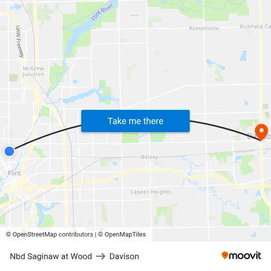 Nbd Saginaw at Wood to Davison map