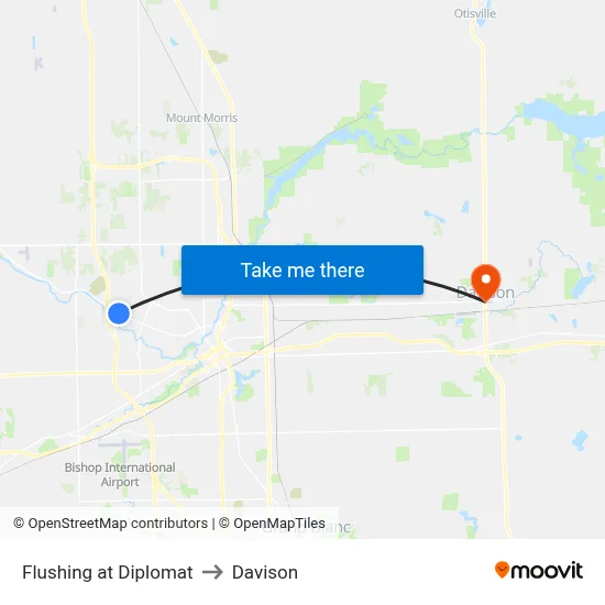 Flushing at Diplomat to Davison map