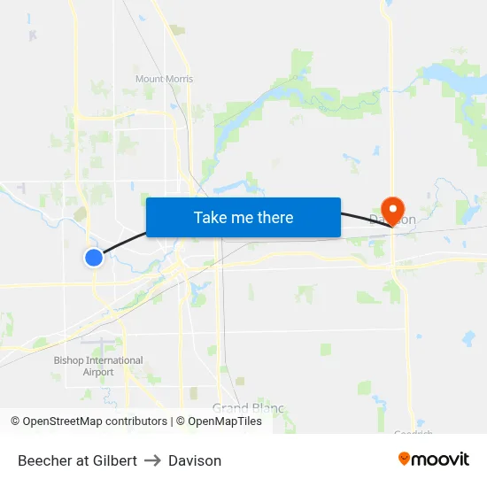 Beecher at Gilbert to Davison map