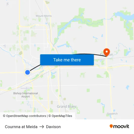 Cournna at Meida to Davison map
