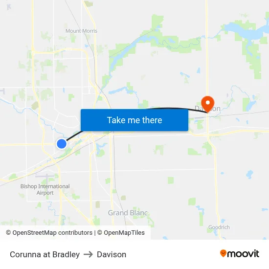 Corunna at Bradley to Davison map
