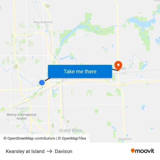 Kearsley at Island to Davison map