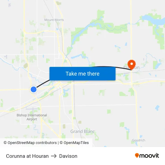 Corunna at Houran to Davison map
