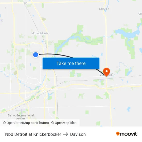 Nbd Detroit at Knickerbocker to Davison map