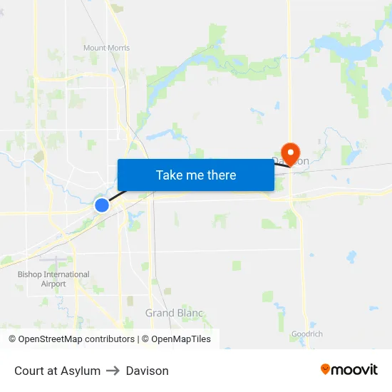 Court at Asylum to Davison map