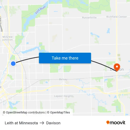 Leith at Minnesota to Davison map