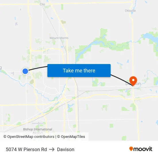 5074 W Pierson Rd to Davison map