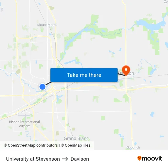 University at Stevenson to Davison map