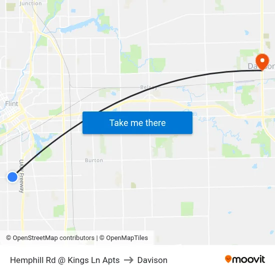 Hemphill Rd @ Kings Ln Apts to Davison map