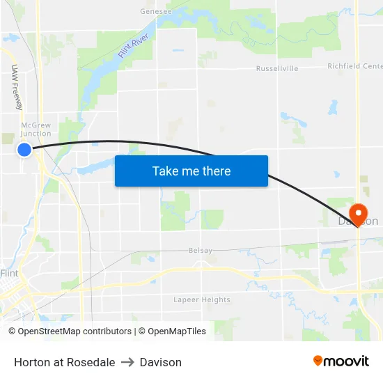 Horton at Rosedale to Davison map