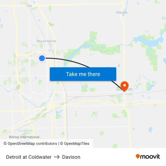 Detroit at Coldwater to Davison map