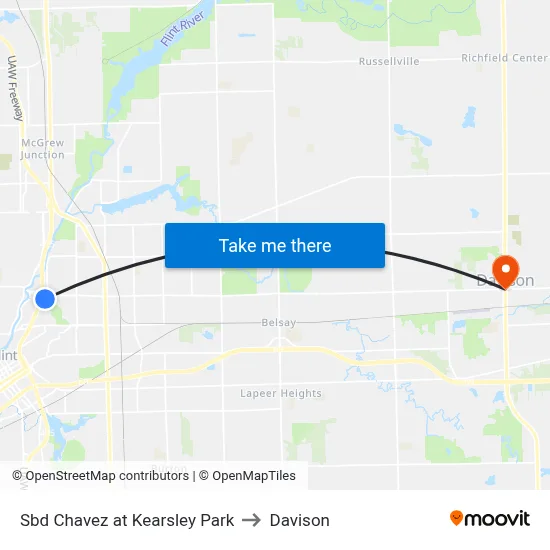 Sbd Chavez at Kearsley Park to Davison map