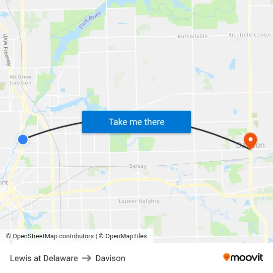 Lewis at Delaware to Davison map