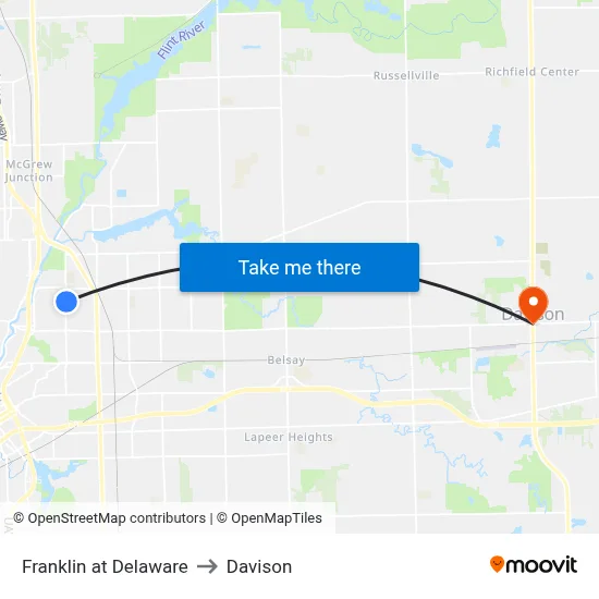Franklin at Delaware to Davison map