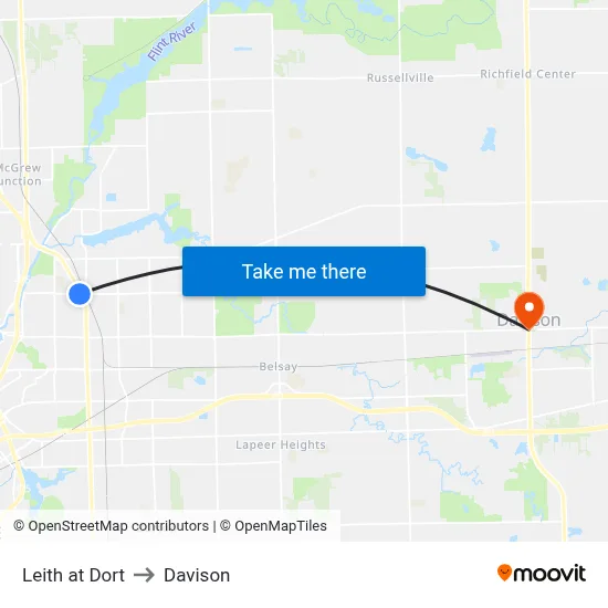 Leith at Dort to Davison map