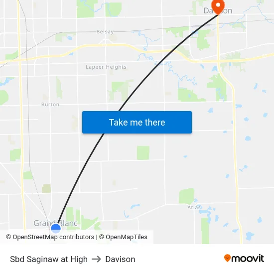 Sbd Saginaw at High to Davison map