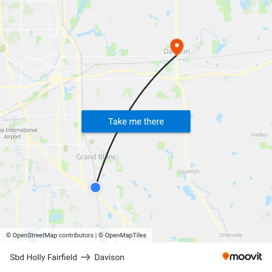 Sbd Holly Fairfield to Davison map