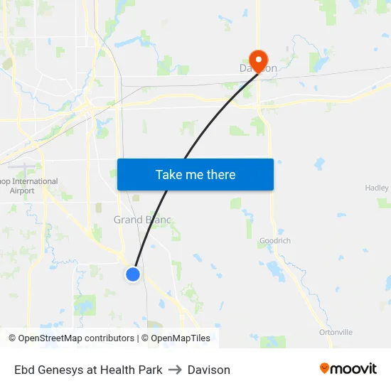 Ebd Genesys at Health Park to Davison map