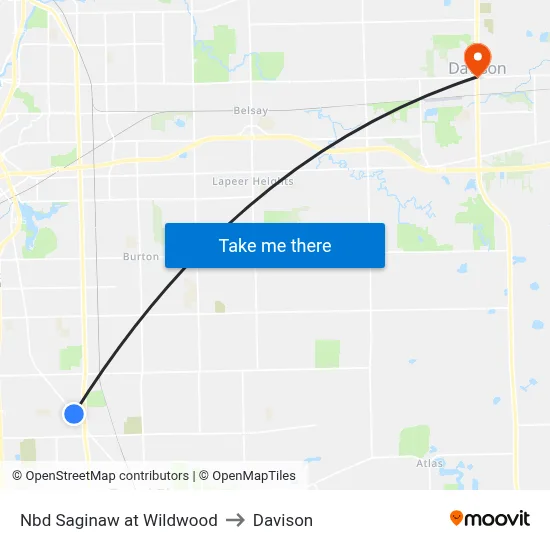 Nbd Saginaw at Wildwood to Davison map