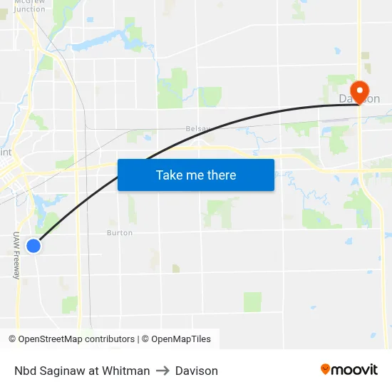 Nbd Saginaw at Whitman to Davison map