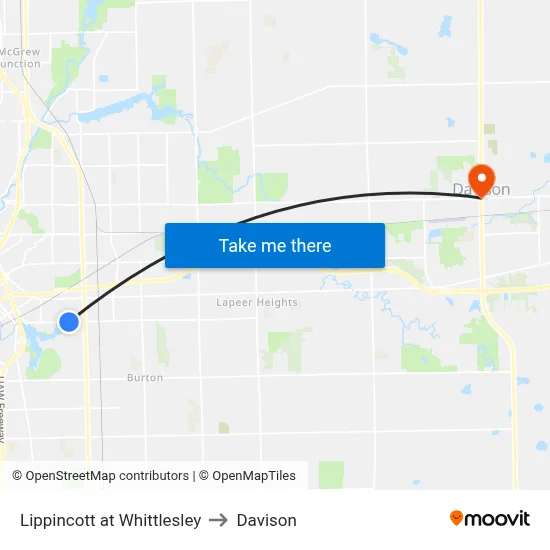 Lippincott at Whittlesley to Davison map