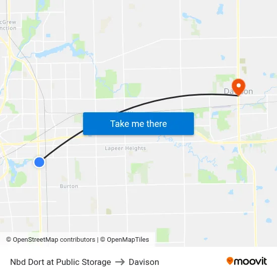Nbd Dort at Public Storage to Davison map
