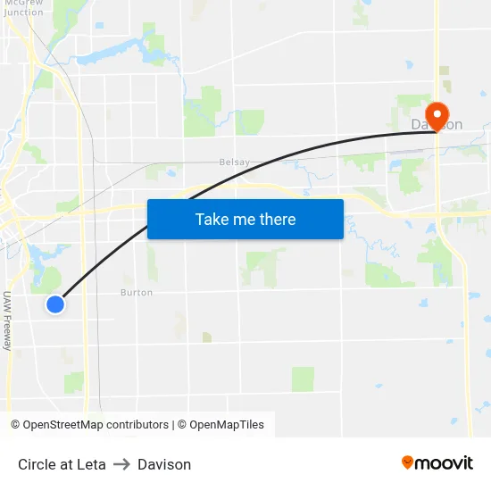 Circle at Leta to Davison map