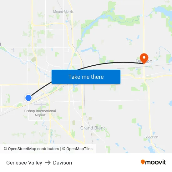 Genesee Valley to Davison map
