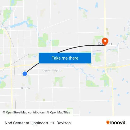 Nbd Center at Lippincott to Davison map