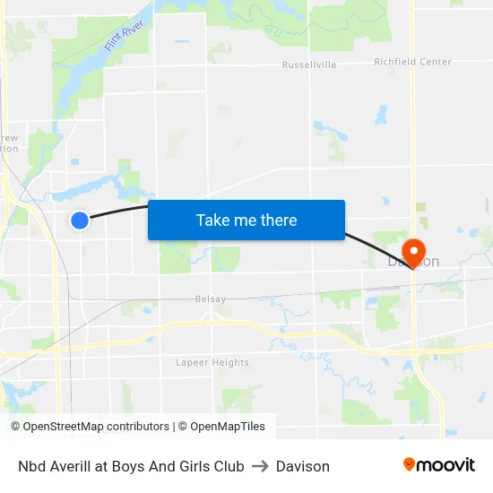 Nbd Averill at Boys And Girls Club to Davison map