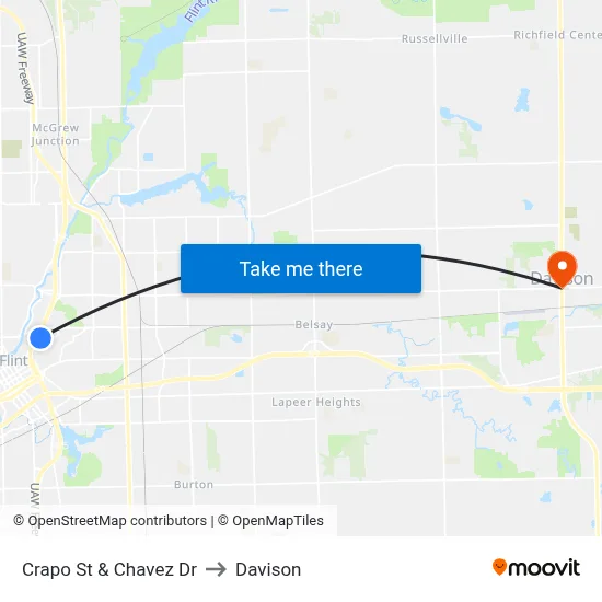 Crapo St & Chavez Dr to Davison map