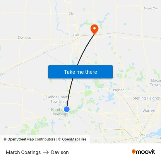March Coatings to Davison map