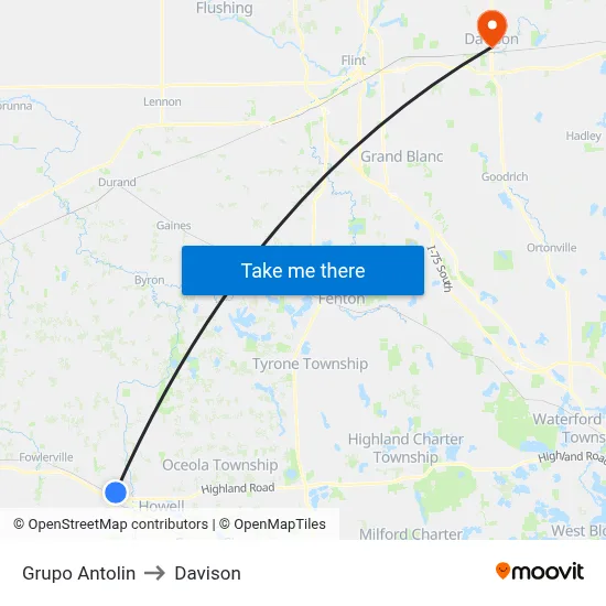 Grupo Antolin to Davison map