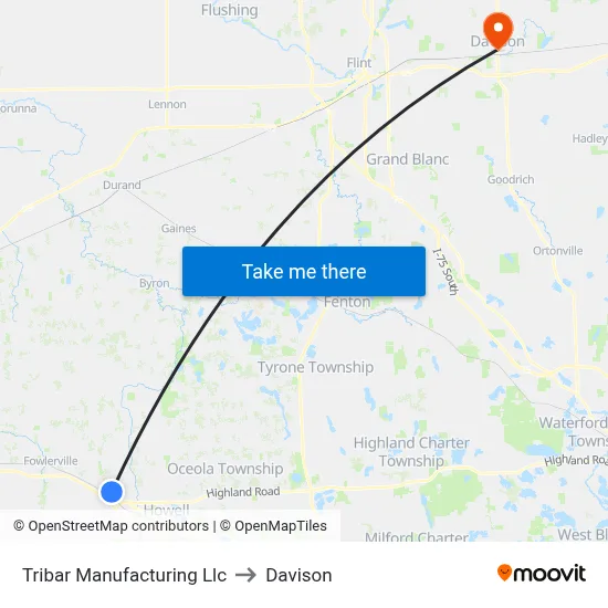 Tribar Manufacturing Llc to Davison map