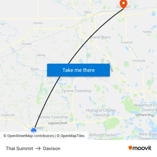 Thai Summit to Davison map