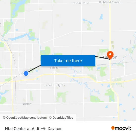 Nbd Center at Aldi to Davison map