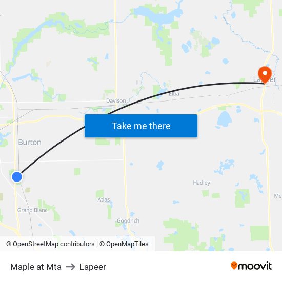 Maple at Mta to Lapeer map