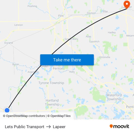 Lets Public Transport to Lapeer map