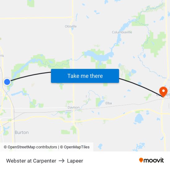 Webster at Carpenter to Lapeer map