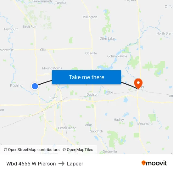 Wbd 4655 W Pierson to Lapeer map