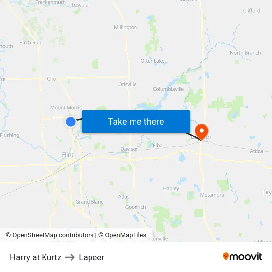 Harry at Kurtz to Lapeer map