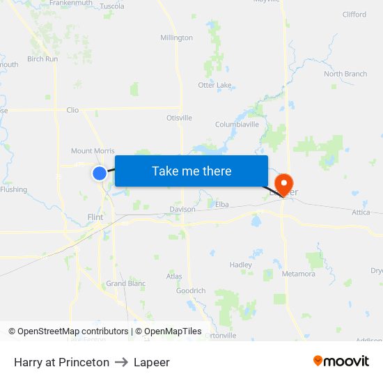 Harry at Princeton to Lapeer map