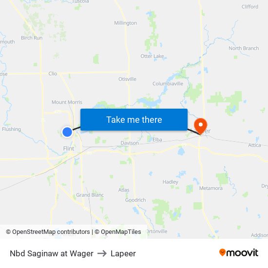 Nbd Saginaw at Wager to Lapeer map