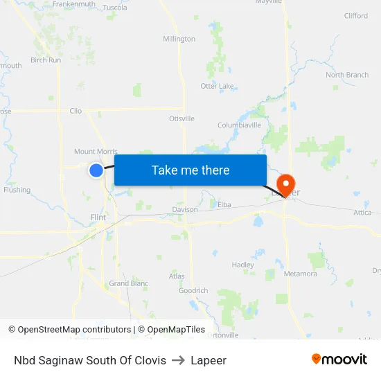 Nbd Saginaw South Of Clovis to Lapeer map