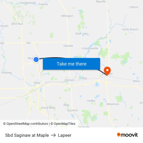 Sbd Saginaw at Maple to Lapeer map