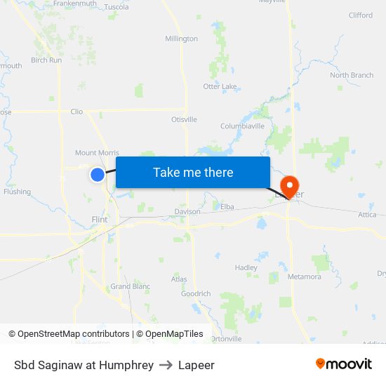 Sbd Saginaw at Humphrey to Lapeer map