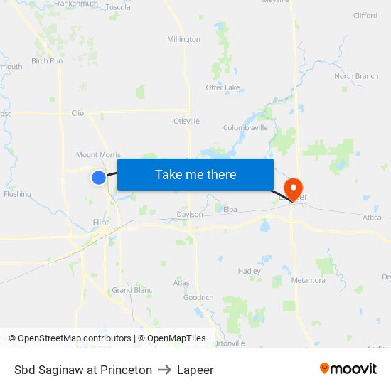Sbd Saginaw at Princeton to Lapeer map