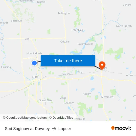 Sbd Saginaw at Downey to Lapeer map